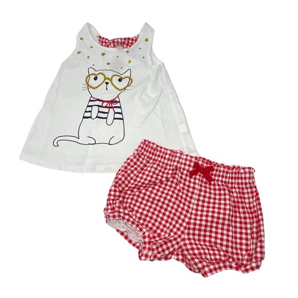 Baby Girl's Outfits - Peach Floral, Red‎ & White Check, Turquoise & White -24 M - Picture 2 of 8